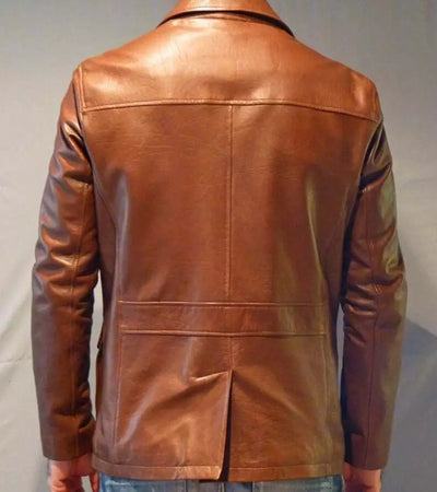 Men's Brown Handmade Distressed Biker Leather Blazer Waxed Motorcycle Jacket