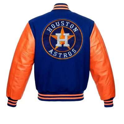 Houston Astros Letterman Varsity Jacket Wool With Genuine Leather Sleeves