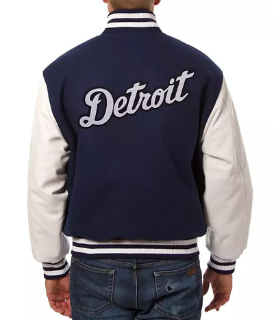 Letterman Detroit Tigers Logo Varsity Jacket with Leather Sleeves - Baseball MLB