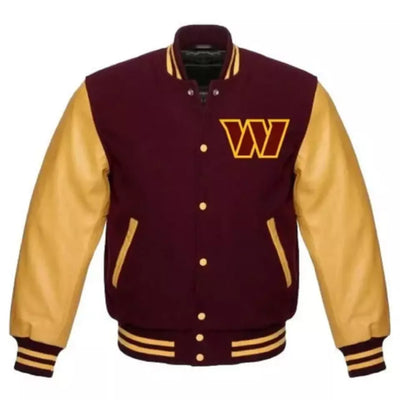 Washington Commanders Yellow and Burgundy Letterman Varsity Jacket