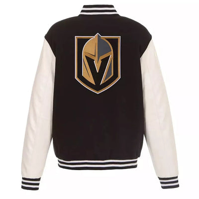 Letterman Vegas Golden Knights Varsity Jacket Wool with Genuine Leather sleeves