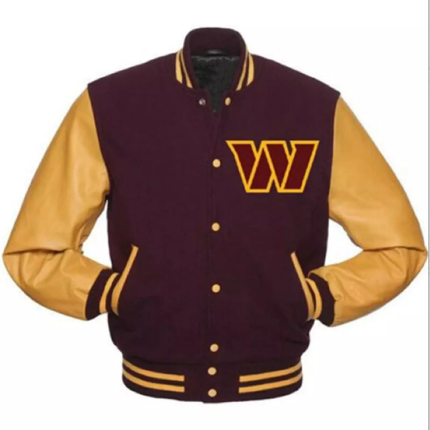 Washington Commanders Yellow and Burgundy Letterman Varsity Jacket