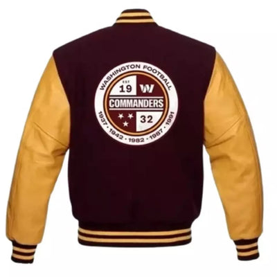 Washington Commanders Yellow and Burgundy Letterman Varsity Jacket