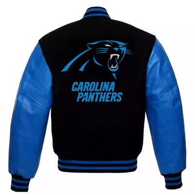 Carolina Panther Varsity Jacket Original Wool & Leather Sleeves