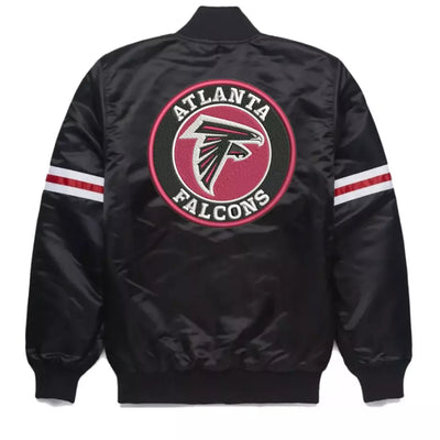 Atlanta Falcons Black Satin Letterman Varsity Jacket - Football NFL