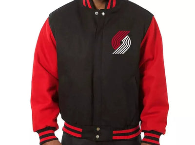 Portland Trail Blazers Letterman Wool Varsity Jacket - Black and Red