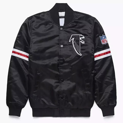 Atlanta Falcons Black Satin Letterman Varsity Jacket - Football NFL