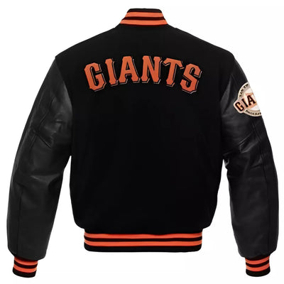 MLB San Francisco SF Giants Letterman Varsity Jacket with Genuine Leather Sleeve