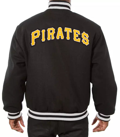 Letterman Pittsburgh Pirates Black Full Wool Varsity Jacket