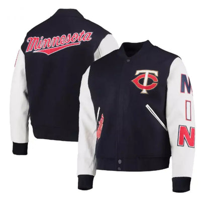 Men Minnesota Twins Letterman varsity jacket with Leather Sleeves Baseball - MBL
