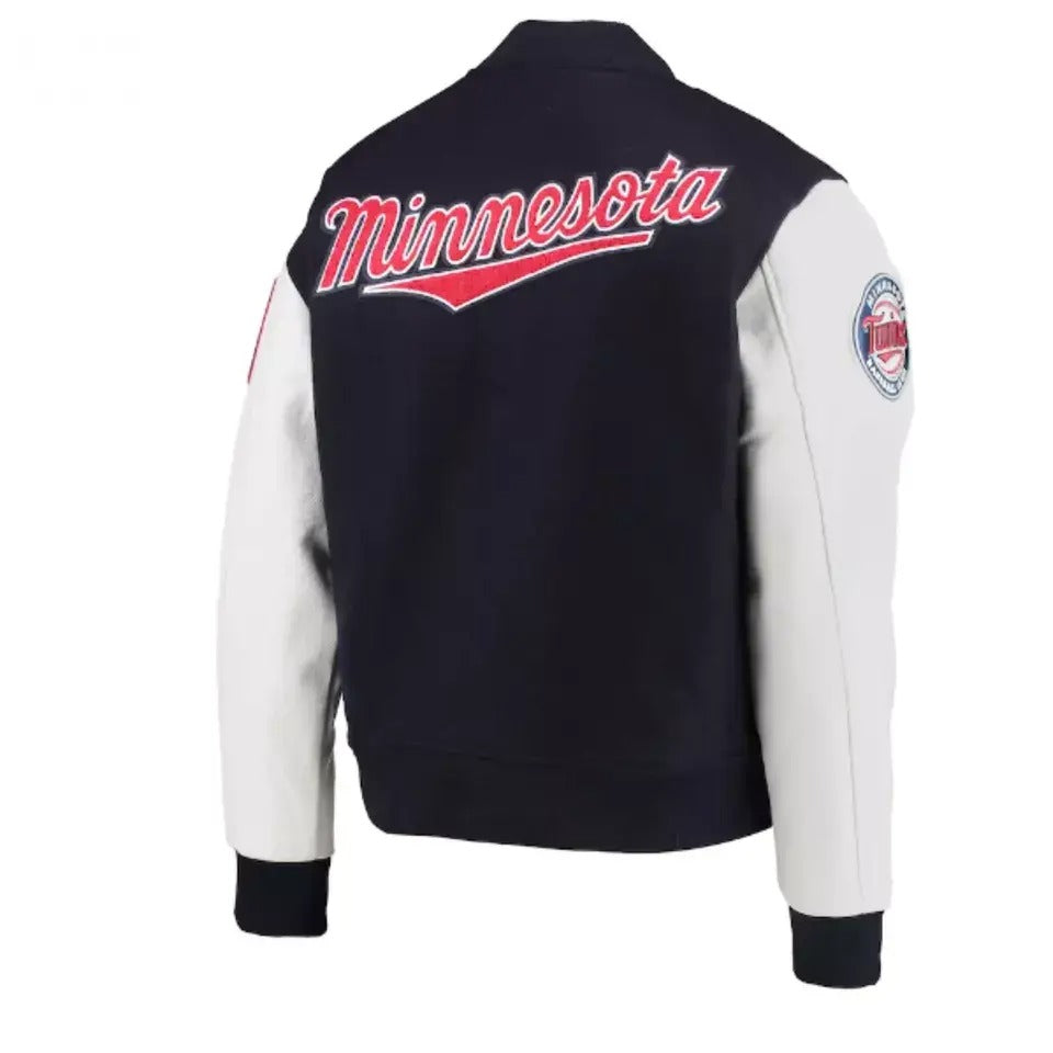 Men Minnesota Twins Letterman varsity jacket with Leather Sleeves Baseball - MBL