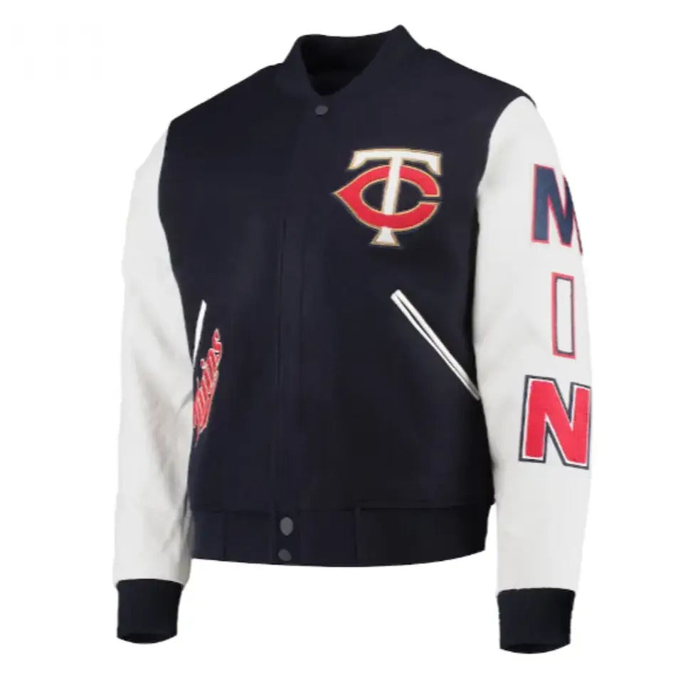 Minnesota Twins Letterman varsity jacket with Leather Sleeves Baseball - MBL