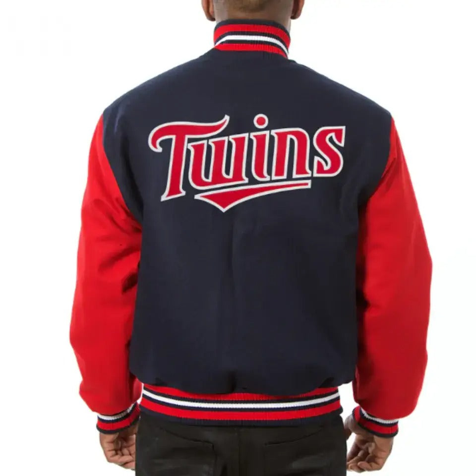 Men Minnesota Twins Letterman Wool varsity jacket - Logo Patches & Leather Sleeves - MLB