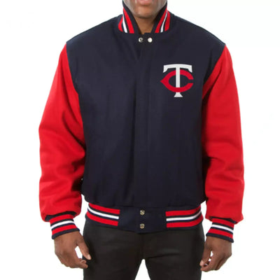 Men Minnesota Twins Letterman Wool varsity jacket - Logo Patches & Leather Sleeves - MLB