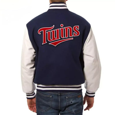 Men Minnesota Twins Letterman Wool varsity jacket With Leather Sleeves - MLB