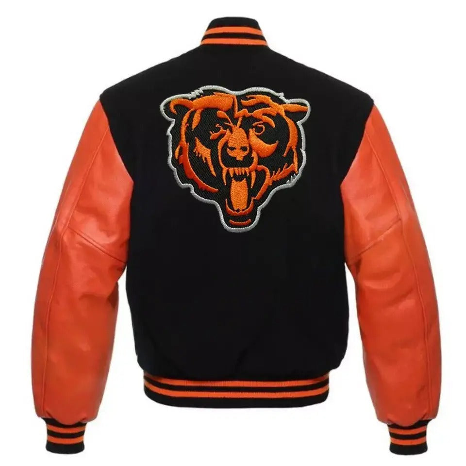 Chicago Bears Letterman Varsity Jacket Black & Orange