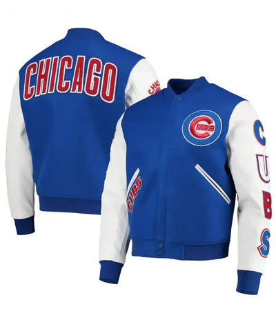 Men Letterman Chicago Cubs Blue and White Varsity Jacket - MLB