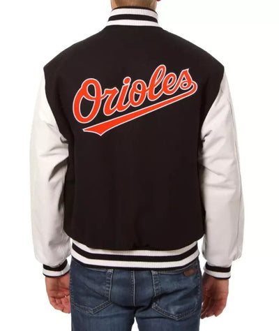 Men Baltimore Orioles Inspired Fan Letterman Black & White Varsity Jacket - MLB