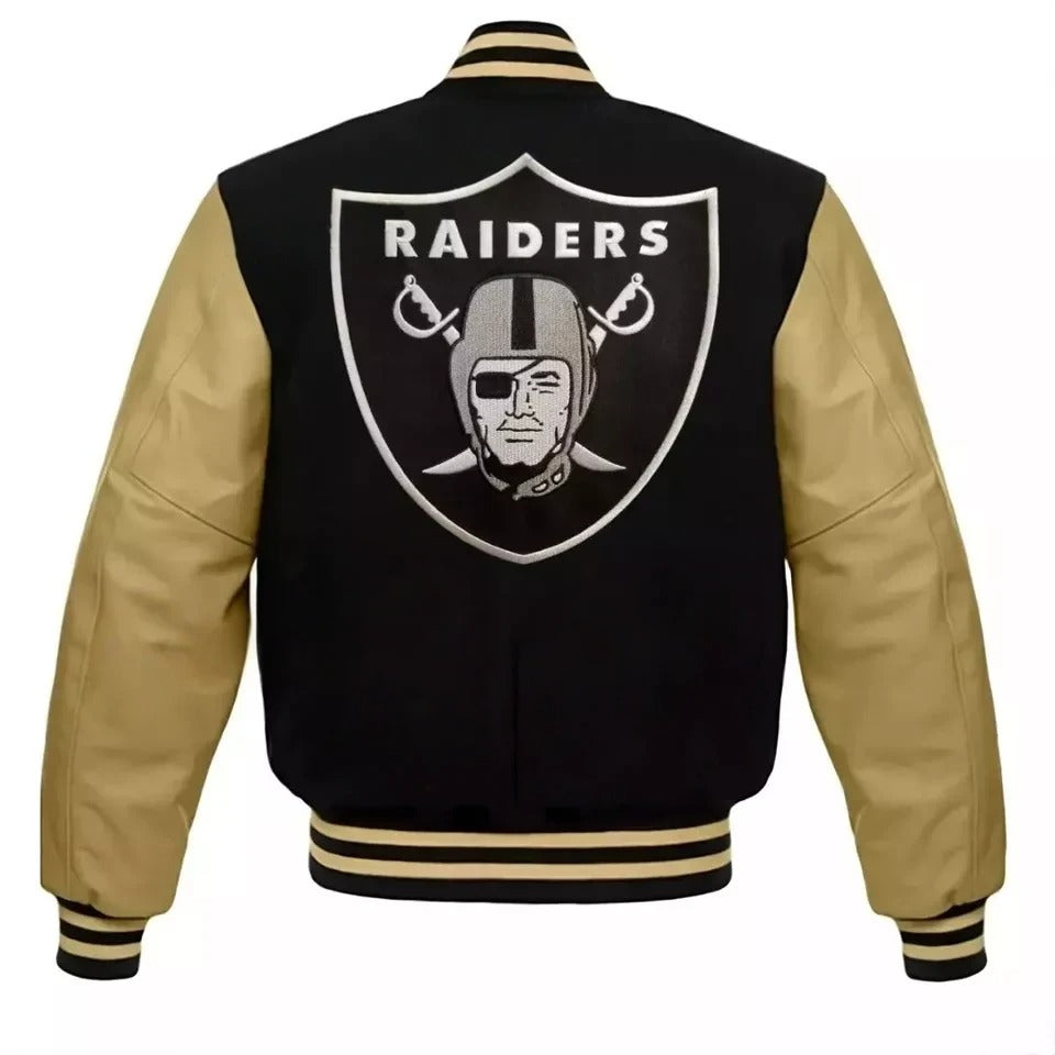 Lettermen Oakland Las Vegas Raiders Varsity Jacket With Genuine Leather Sleeves