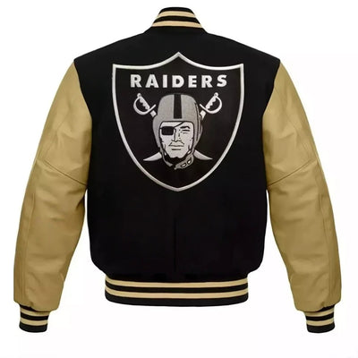 Lettermen Oakland Las Vegas Raiders Varsity Jacket With Genuine Leather Sleeves