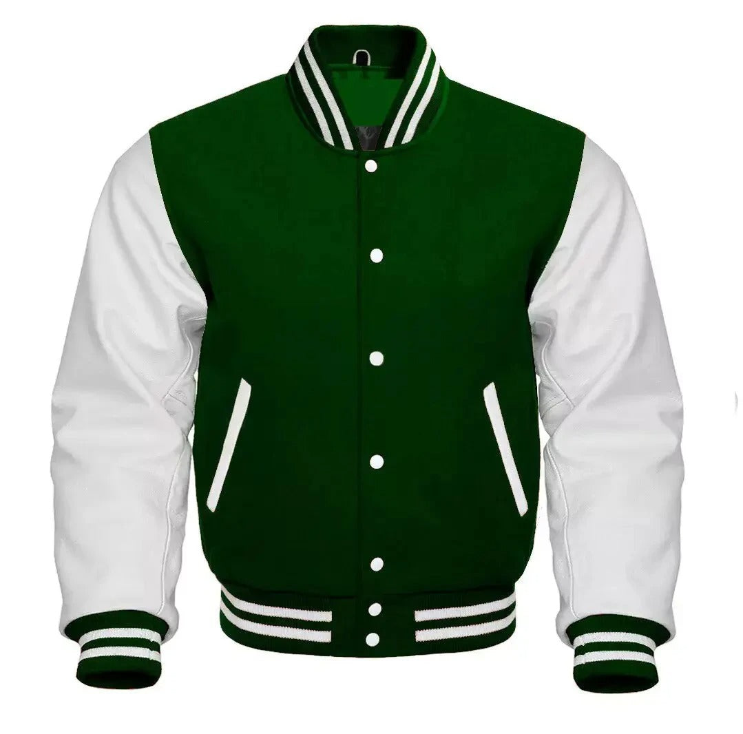 Letterman Baseball KIds Varsity Bomber Wool And Leather Sleeves Jacket