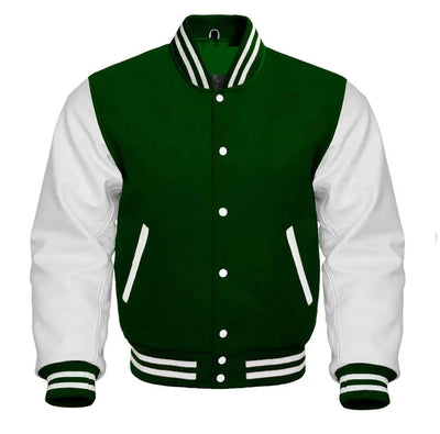 Letterman Baseball KIds Varsity Bomber Wool And Leather Sleeves Jacket