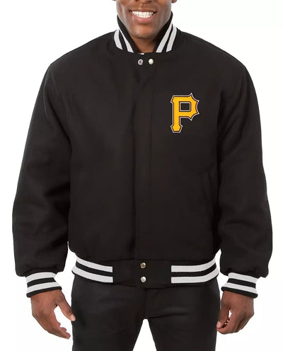 Letterman Pittsburgh Pirates Black Full Wool Varsity Jacket