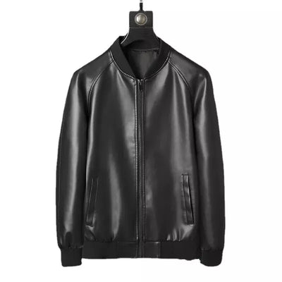 Men's PU Leather Jacket - Stylish Baseball Collar Casual & Motorcycle Outerwear