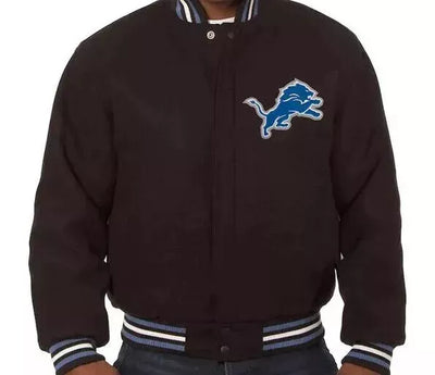 NFL - Detroit Lions Black color All Wool Lettermen Varsity Jacket