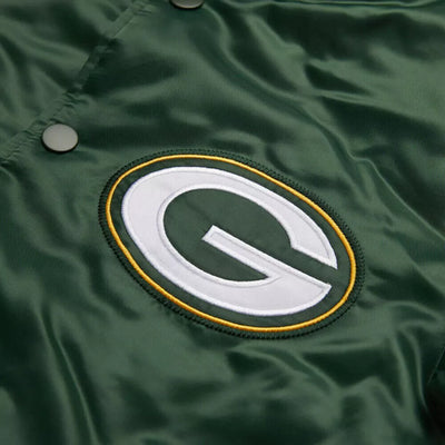NFL Green Bay Packers Green Satin Letterman Varsity Jacket