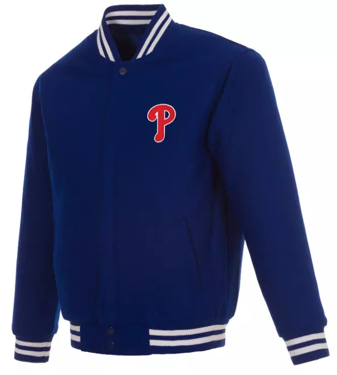 Philadelphia Phillies Letterman Varsity Jacket Blue Full Wool