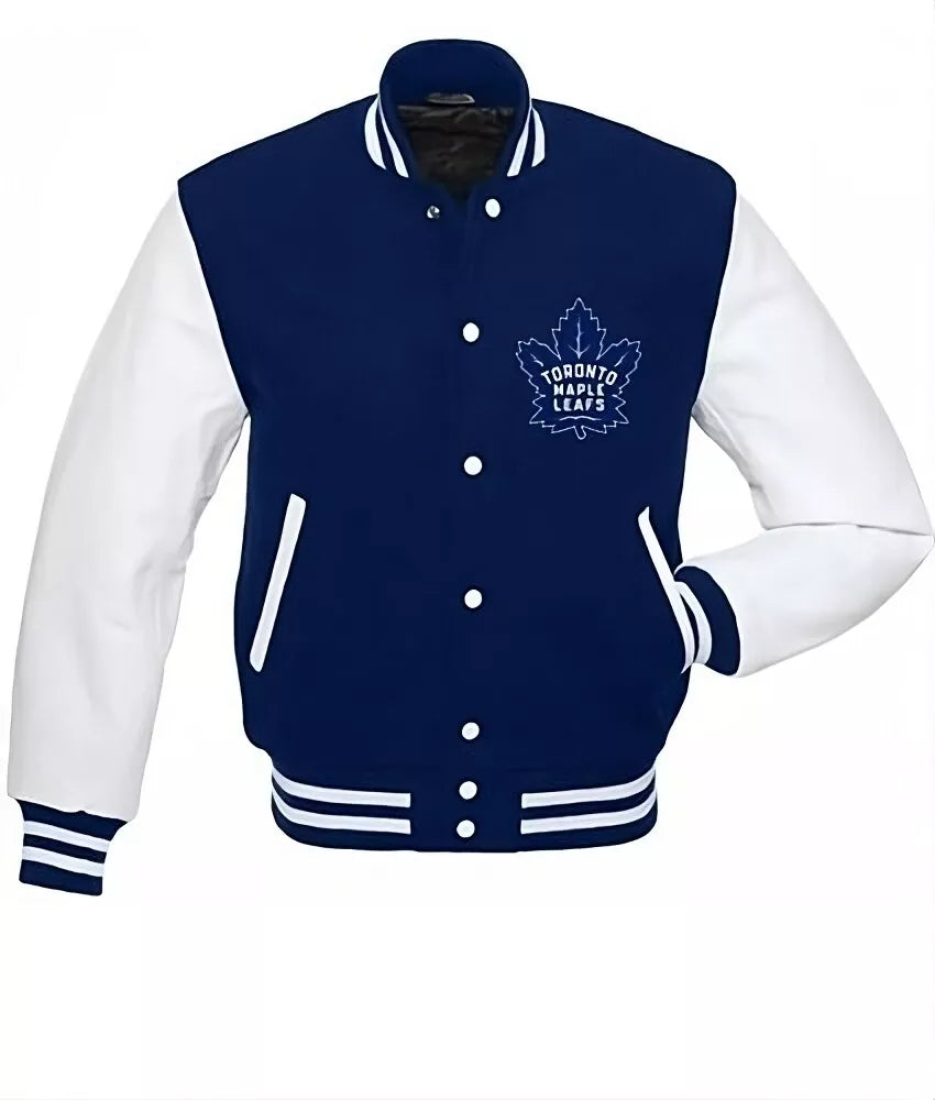 Letterman Toronto Maple Leafs Varsity Jacket With Genuine Leather Sleeves