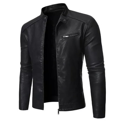 Retro Biker Style Korean Slim Fit Men's Leather Jacket – Trendy Winter & Autumn