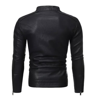 Retro Biker Style Korean Slim Fit Men's Leather Jacket – Trendy Winter & Autumn