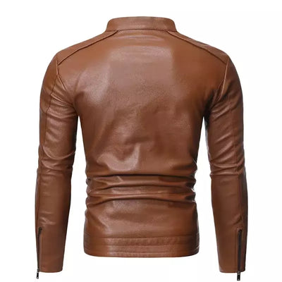 Trendy Retro Biker Leather Jacket for Men – Korean Slim Fit, Perfect for Winter