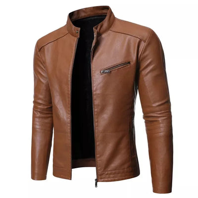 Trendy Retro Biker Leather Jacket for Men – Korean Slim Fit, Perfect for Winter