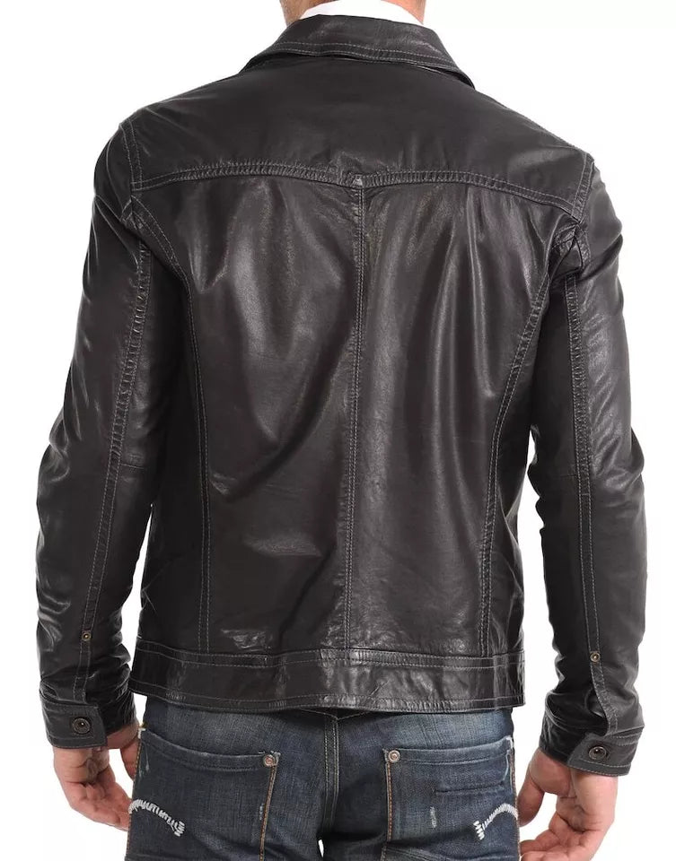 Men's High Glamor Leather Jacket Stylish Motorcycle Biker Coat