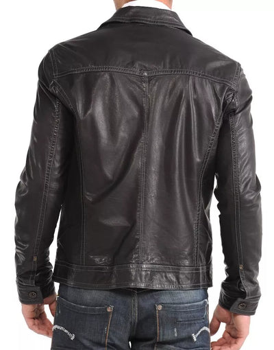 Men's High Glamor Leather Jacket Stylish Motorcycle Biker Coat