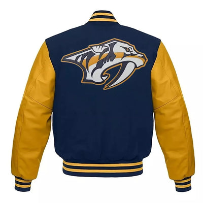 Nashville Predators Navy and Yellow Letterman Varsity Jacket