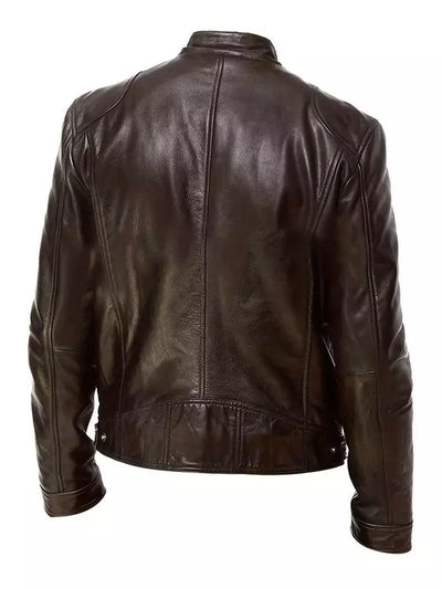 Cafe Racer Men's Leather Jacket Soft Sheep Skin Motorcycle Brown & Black Biker