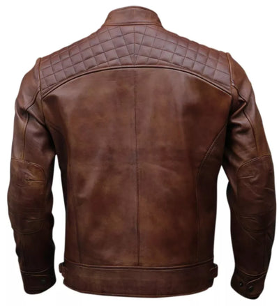 Men's Leather Jacket Genuine Sheep Skin Café racer Style Biker Black & Brown