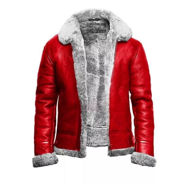 Red A2 Exquisite Coat Santa claus Chirstmas Fashion Leather Bomber Jacket