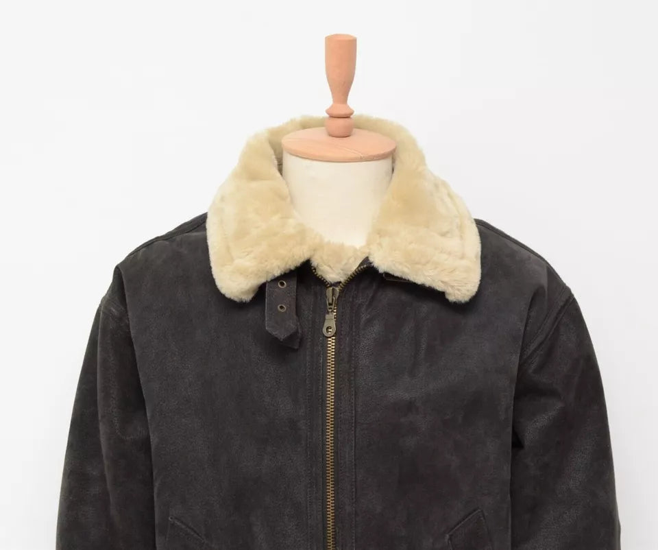 Men's Leather Shearling B-3 Aviator Brown Flight Bomber Jacket