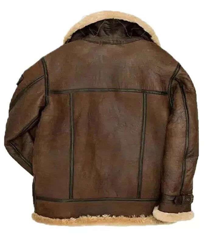 Men's Flying Pilot B3 Bomber Real Fur shearling Genuine Sheepskin Winter Coat