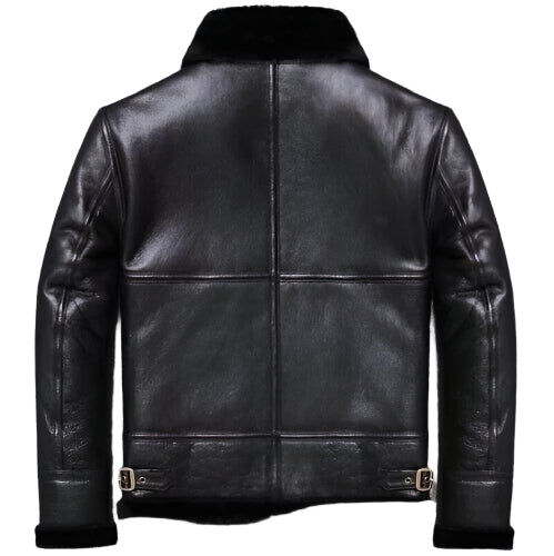 Women Black RAF Flight  Bomber Aviator Real Sheepskin Shearling Leather Jacket