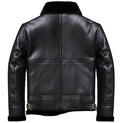 Women Black RAF Flight  Bomber Aviator Real Sheepskin Shearling Leather Jacket