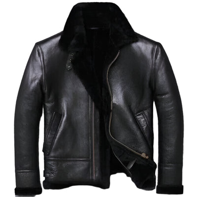 Women Black RAF Flight  Bomber Aviator Real Sheepskin Shearling Leather Jacket