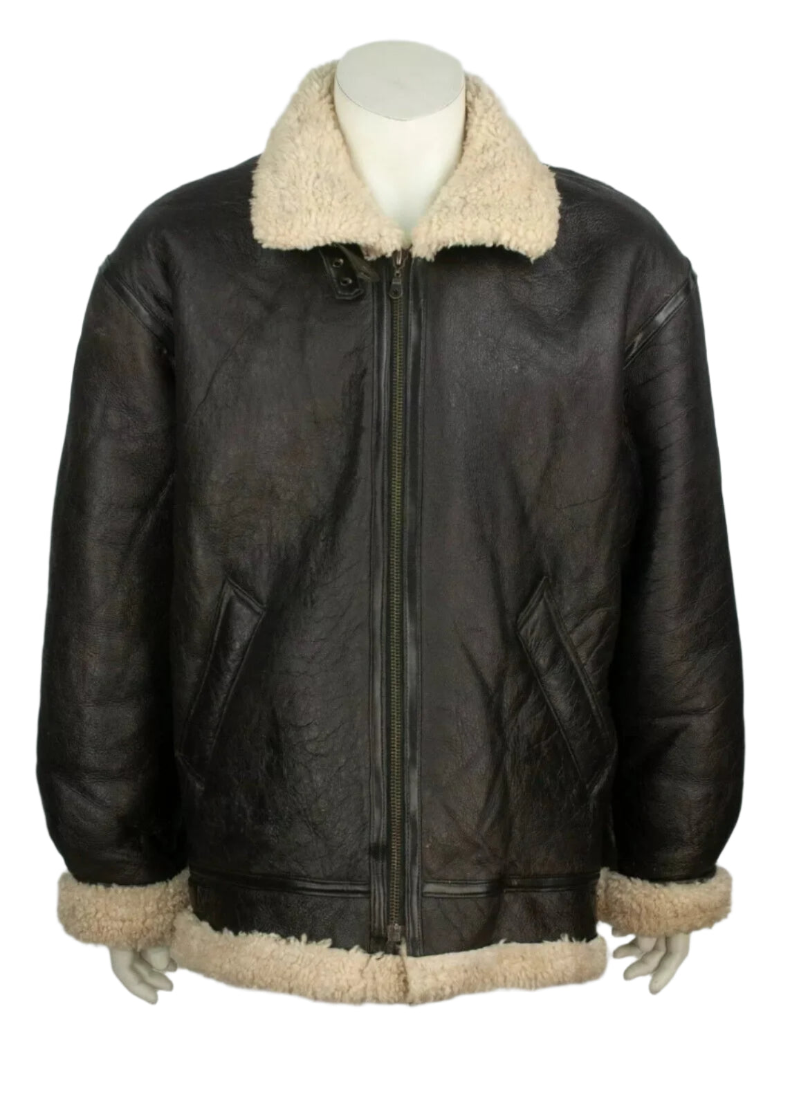 women Winter Flight Aviator Black Fur Shearling Sheepskin Leather Jacket