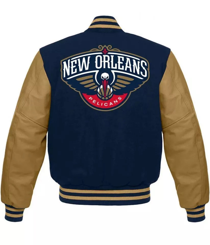 Letterman New Orleans Pelicans Glorious blue and brown Varsity Jacket