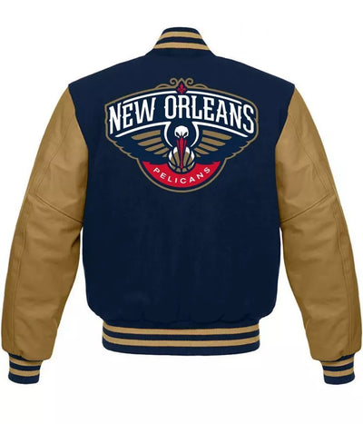 Letterman New Orleans Pelicans Glorious blue and brown Varsity Jacket